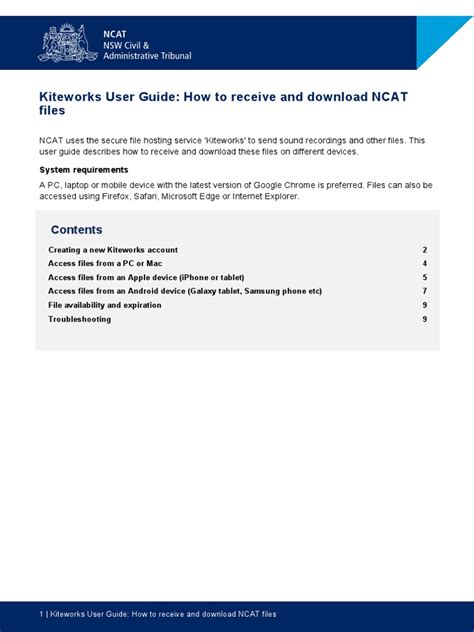 Kiteworks User Guide: How To Receive and Download NCAT Files.